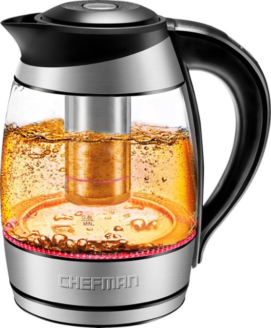 CHEFMAN - 1.8L Electric Kettle - Stainless Steel/Black